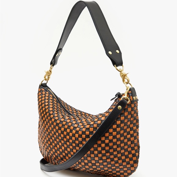 Clare V Moyen Messenger Bag Black and Tan Woven - Picture 2 of 13